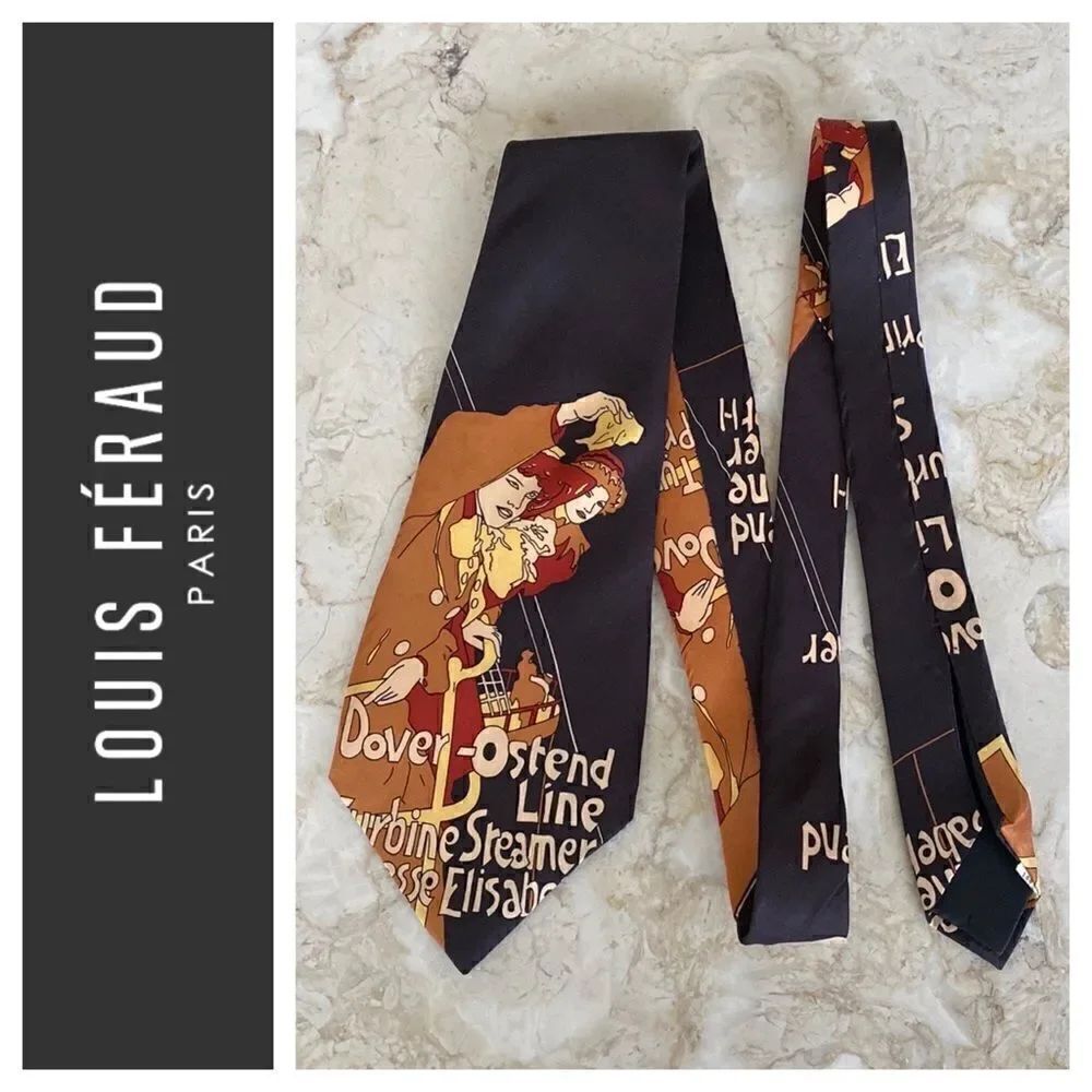 Vintage Louis Feraud Rare 1970’s Art Nouveau Print 100% Silk Tie